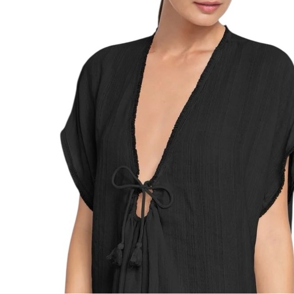 Robin Piccone Michelle Fringe Black Swim Coverup Tunic -Sz Lg -XL - Picture 4 of 11